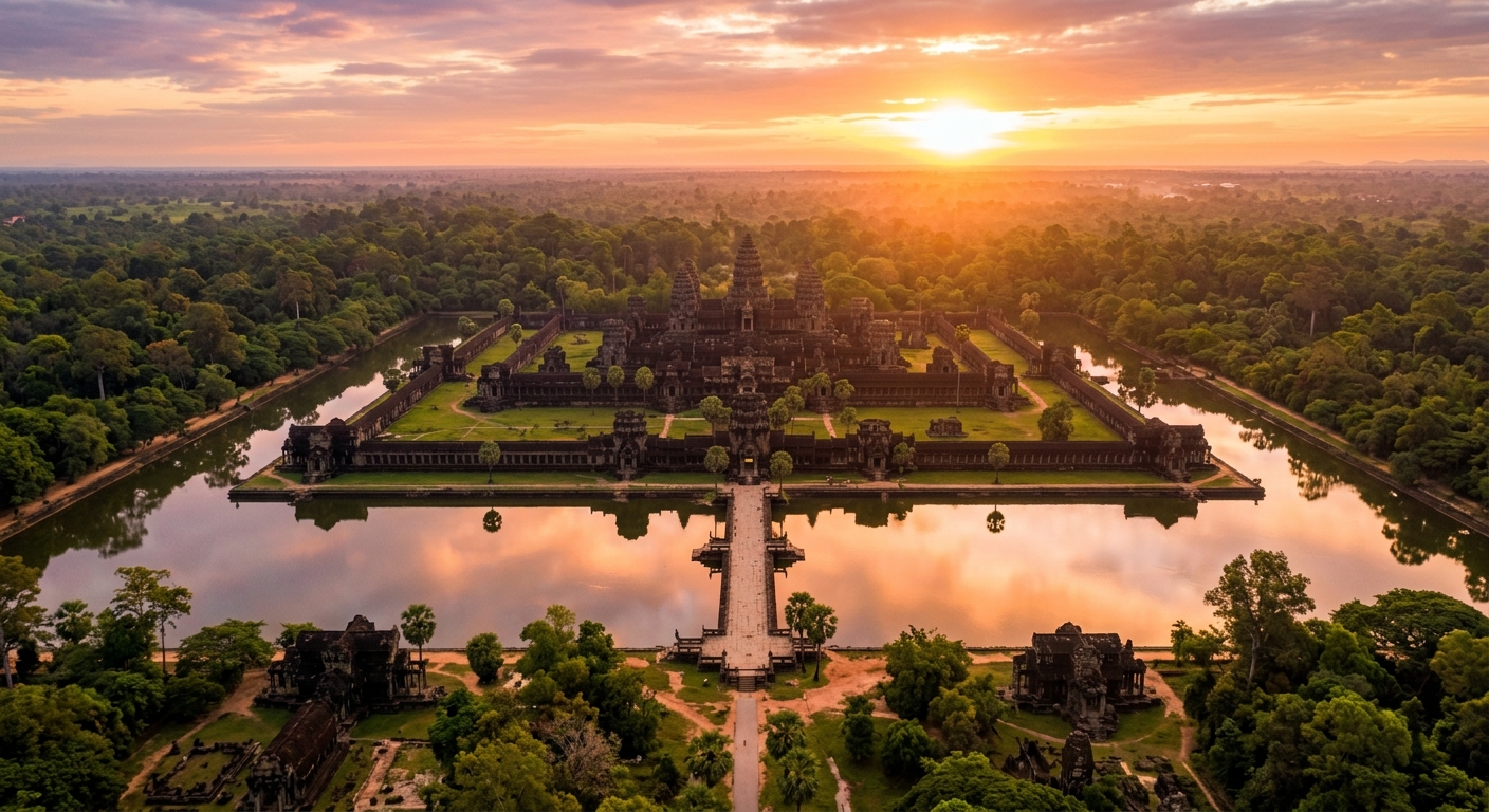 夕暮れのアンコール遺跡